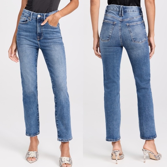 Good American Always Fits Good Legs Straight Mid To High Rise Jeans Indigo 316 - Picture 5 of 14